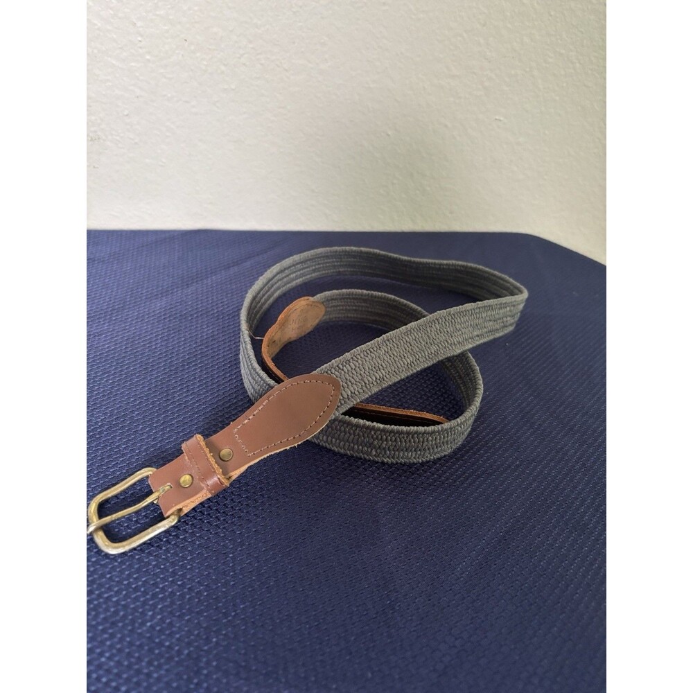 Vintage Preppy Canvas & Leather Men's Belt Braided Stretch Size 36